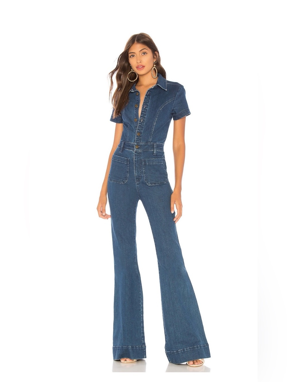 Show Me Your Mumu Everhart Denim Jumpsuit Sz L